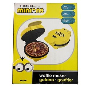 Minions‎ Waffle Maker Non Stick Plates Illumination Easy Cleanup